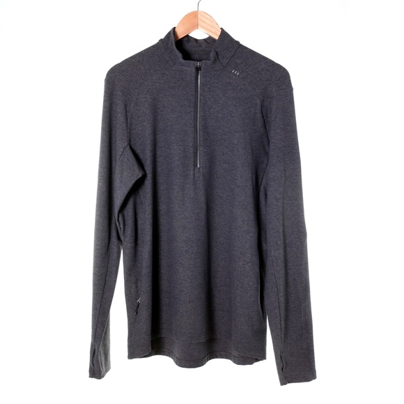 Lululemon Surge Warm Half Zip Pullover Soft Jersey Heather Graphite Mens L - Picture 1 of 8